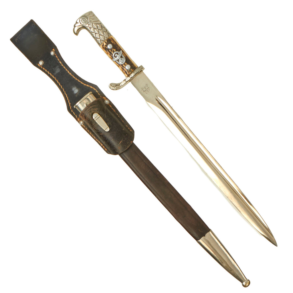 Original German WWII Metropolitan Police Long Dress Bayonet by Alexander Coppel with Scabbard & Frog - Matching Unit Markings Original Items