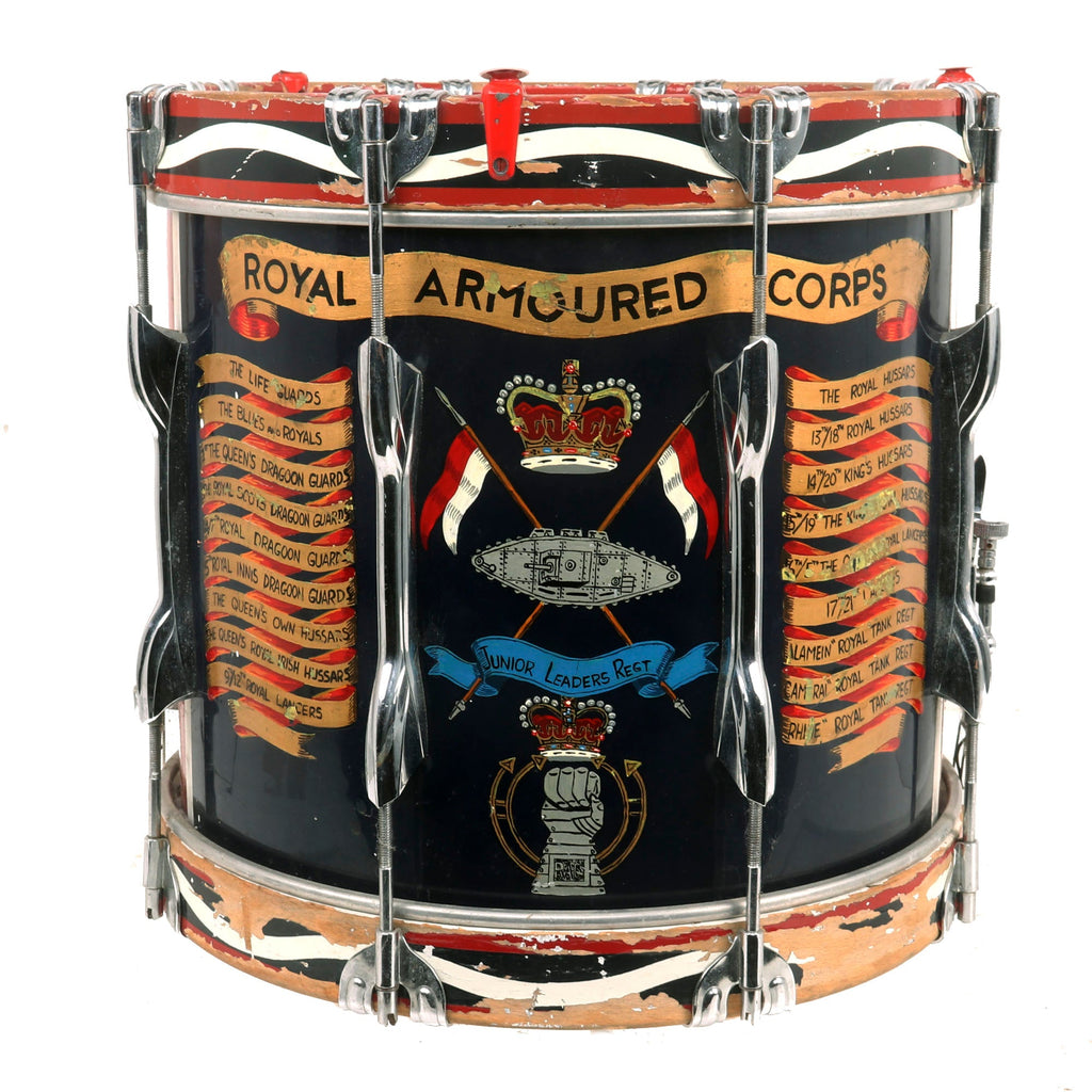 Original British 1960s Era Royal Armoured Corps Junior Leaders Regiment Painted Band Drum Original Items