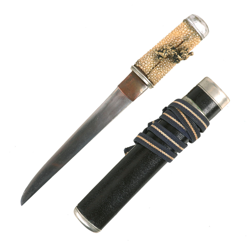 Original Japanese Late Edo Period Women's Kaiken Dagger with Lacquered Handle & Scabbard - Handmade Blade Original Items