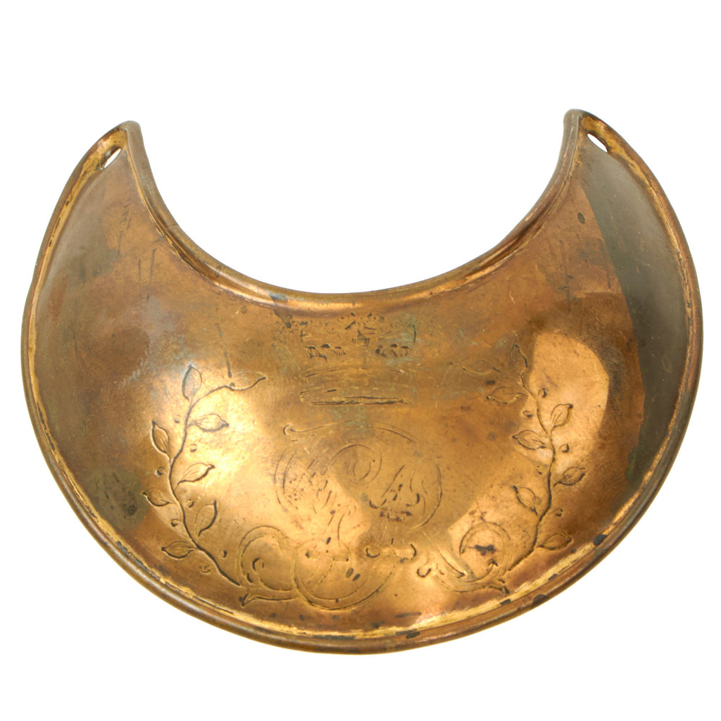 Original British War of 1812 / Napoleonic Wars P-1796 Officer’s Flame Gilt Copper Gorget Original Items