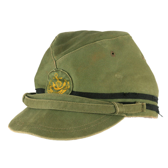 Original WWII Japanese Special Naval Landing Forces Officer Cotton Forage Cap with Printed Insignia Original Items