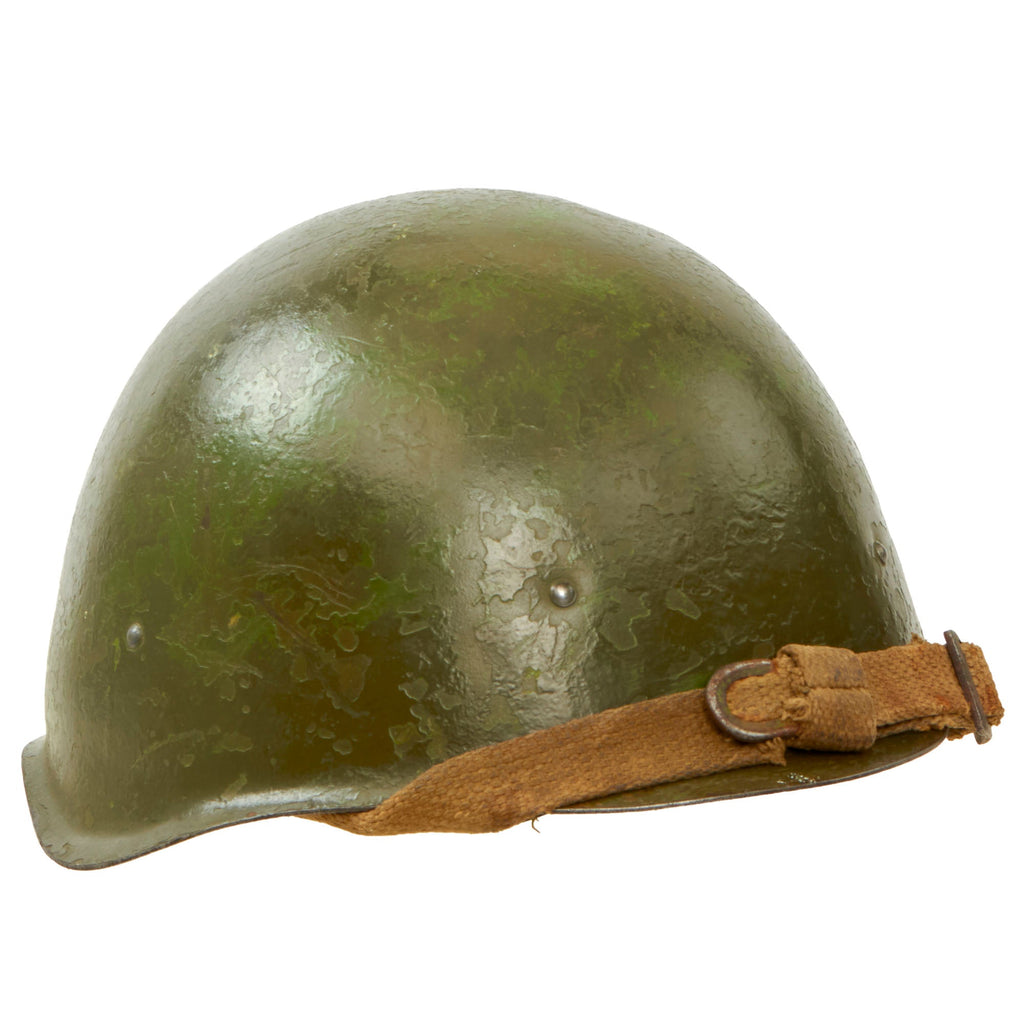 Original WWII Russian Soviet SSh-40 Steel Combat Helmet with Liner & Chinstrap - Post War Repainted Original Items
