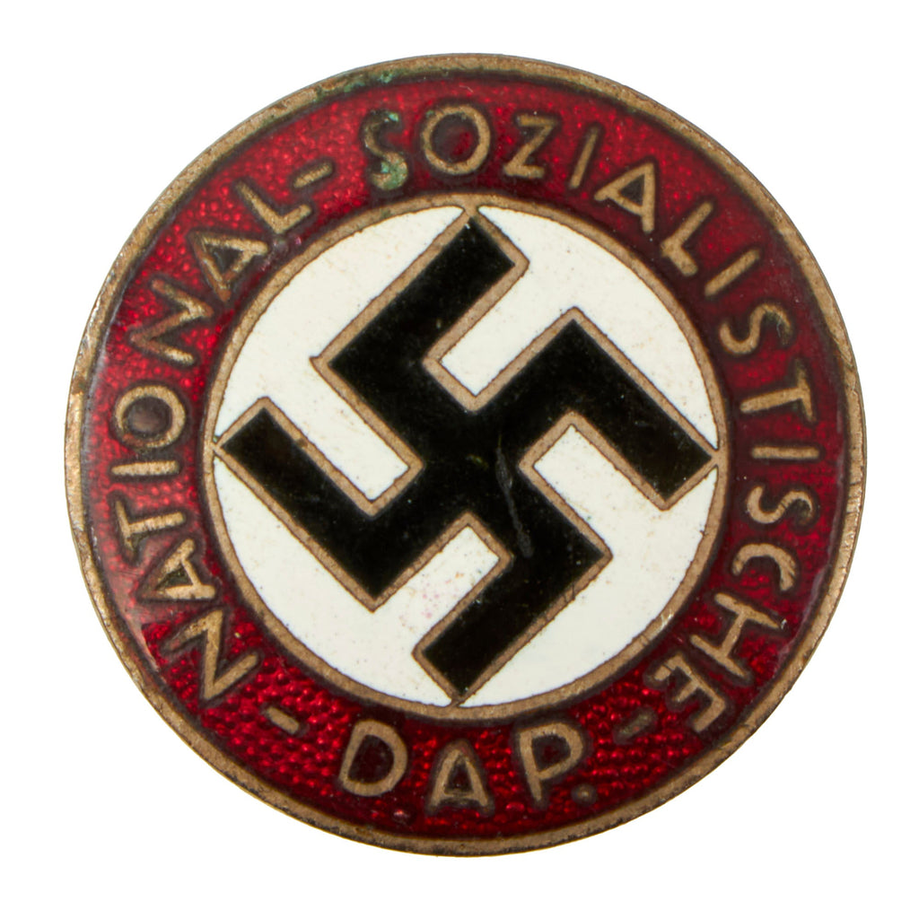 Original German WWII NSDAP Party Enamel Membership Badge Pin - Ges. Gesch. Marked Original Items