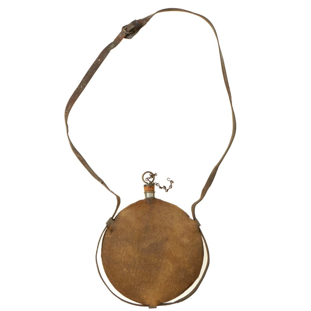 Original U.S. Civil War M1858 Smoothside Canteen with Cover and Rare Federal Issue Leather Sling Original Items