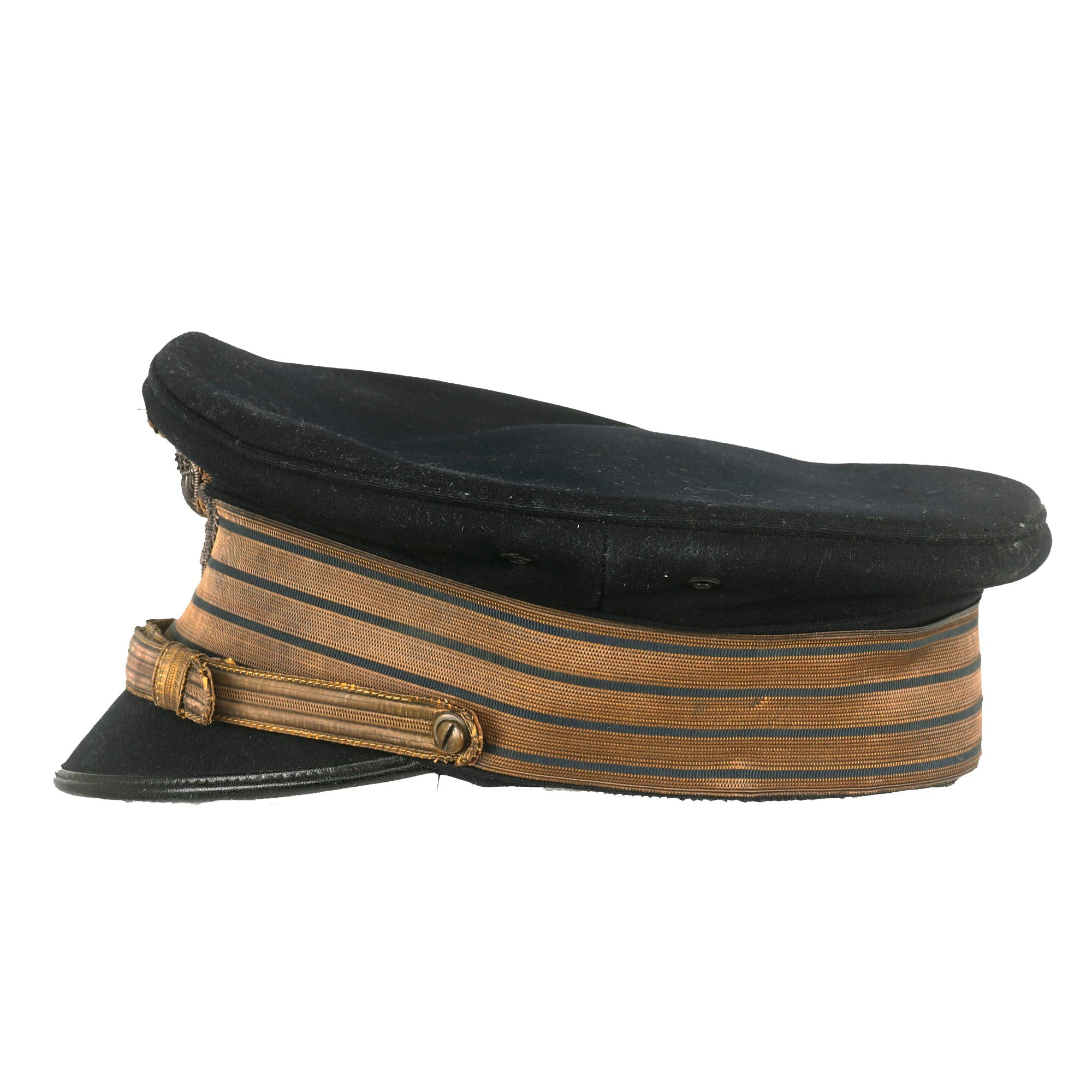 Original U.S. Pre-WWI Coast Guard Admirals Blue Dress Visor Cap with B International Military Antiques Original U.S. Pre-WWI Coast Guard Admirals Blue Dress Visor Cap with B International Military Antiques