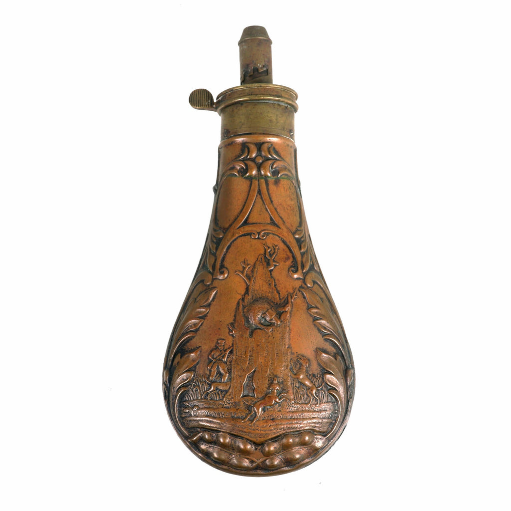 Original U.S. Civil War Era American Flask & Cap Company Embossed Copper Powder Flask Original Items