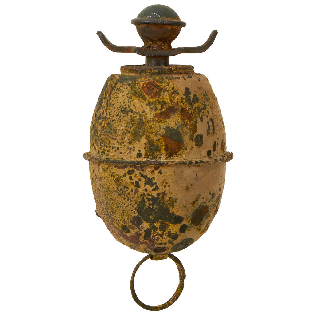 Original German WWII Relic Model 39 Egg Hand Grenade with Original Fuze & Wings - Inert Eierhandgranate Original Items