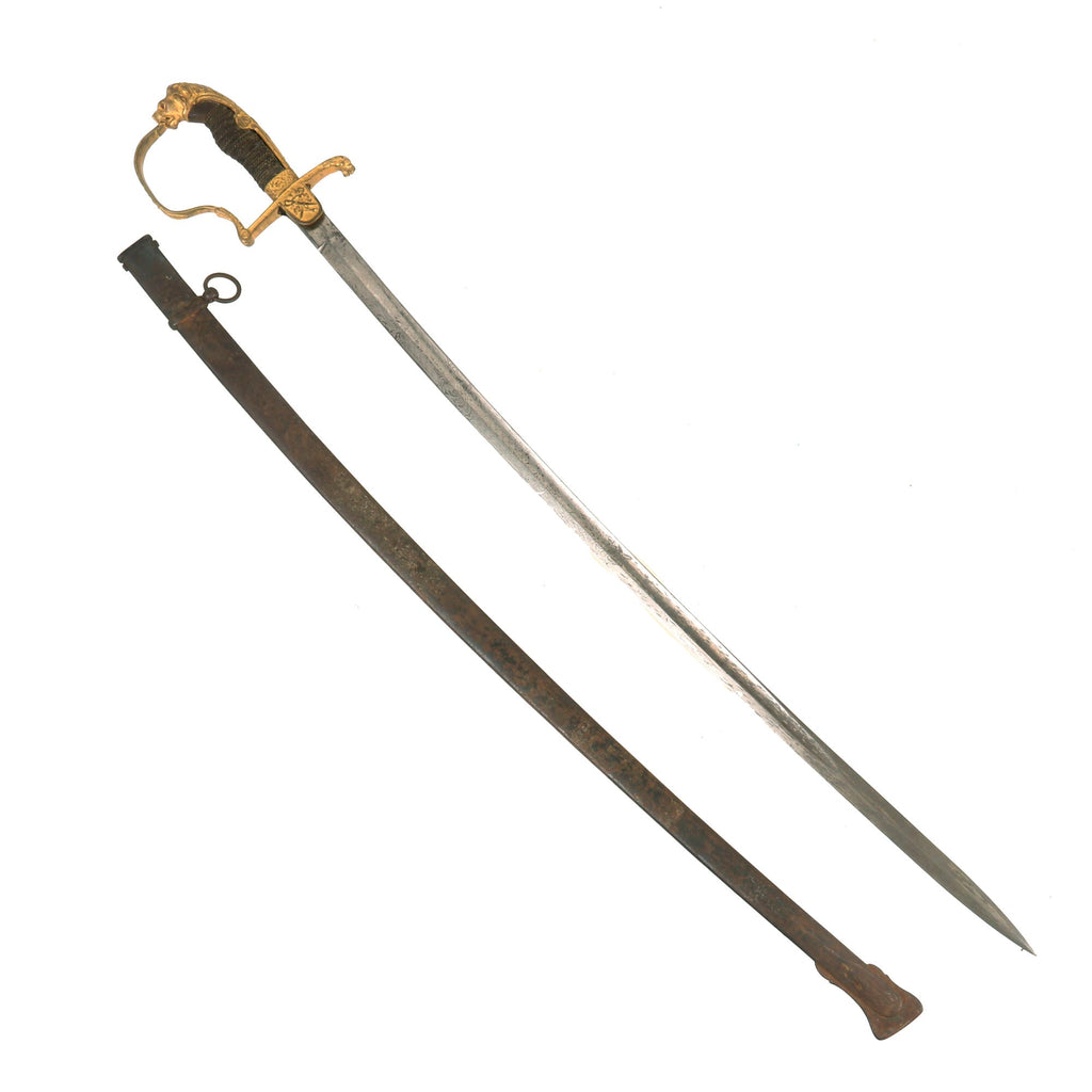 Original Imperial German WWI Army Officer's Lion Head Sword by Clemen & Jung  with Scabbard Original Items