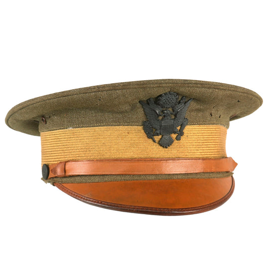 Original U.S. WWI Model 1910 Wool Officer’s Peaked Visor Cap - Approximate Size 6 Original Items