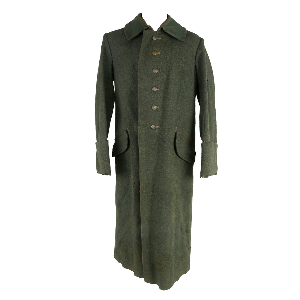 Original Rare Imperial German WWI Prussian EM/NCO Feldgrau M-1915 Wool Greatcoat - Service Used Original Items