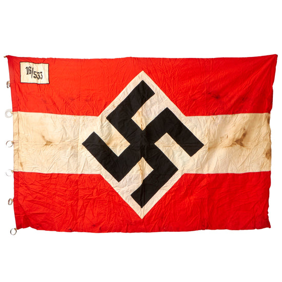 Original German WWII HJ National Youth Organization Unit Marked Parade Standard Flag - 46” x 70” Original Items