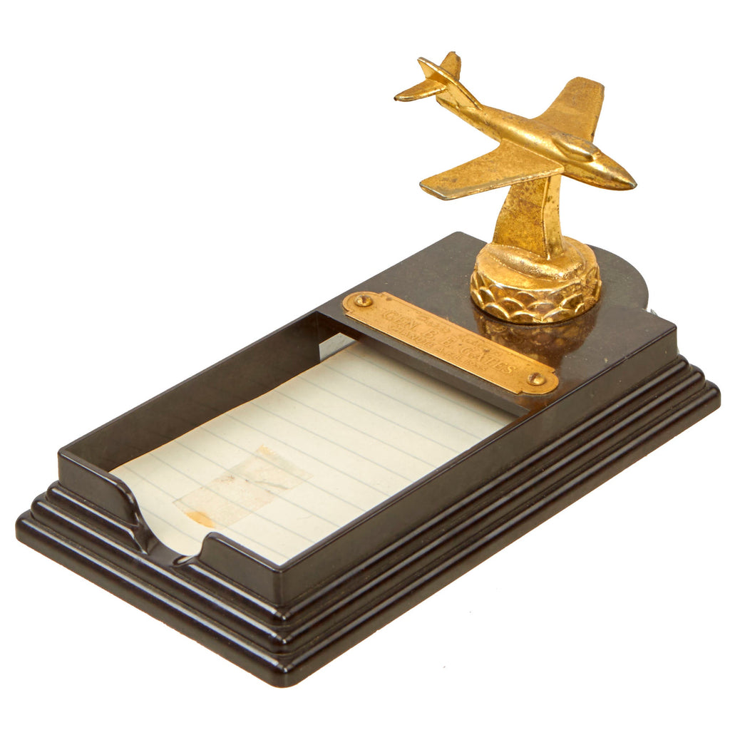 Original U.S. Presentation Desk Ornament Notepad Holder Named to Maj. Gen. Byron E. Gates - Chanute A.F.B. 1955 Original Items
