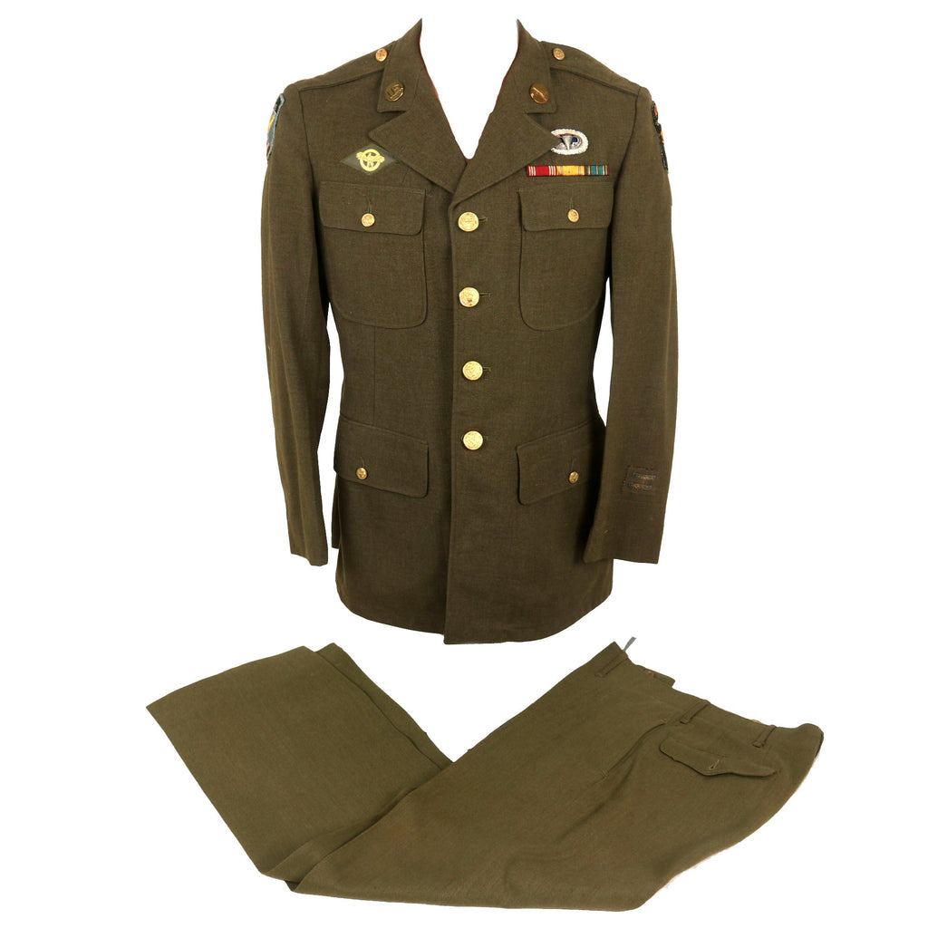 Original U.S. WWII 101st Airborne Division Uniform Jacket & Trousers with Sterling Paratrooper Wings - Airborne Command Original Items