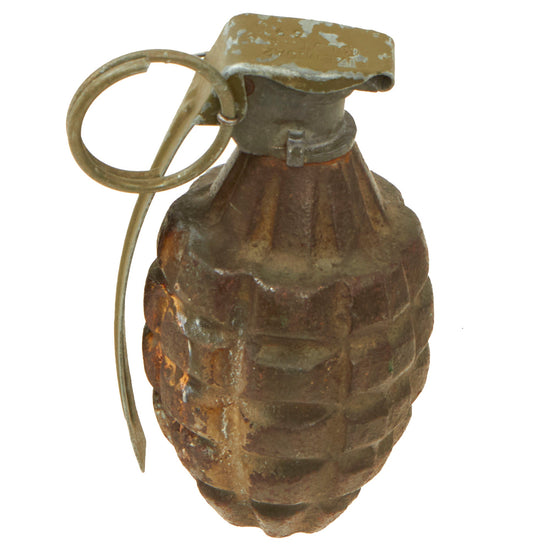 Original U.S. Pre-WWII Inert Early MkII Pineapple Fragmentation Grenade With WWI Era “Cutback” Fuze Original Items