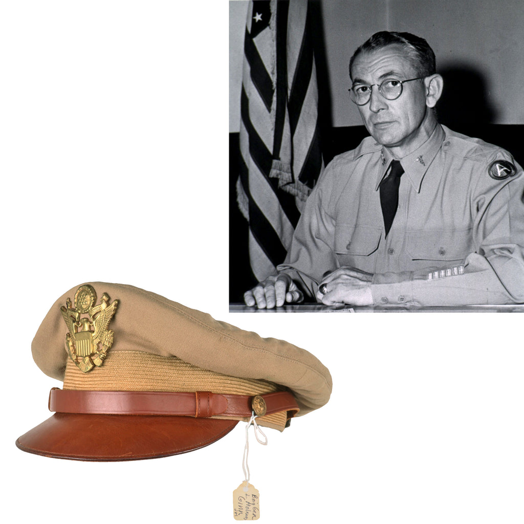 Original U.S. WWII Attributed Brigadier General L Holmes Ginn Jr - Army Officer Cap by Luxenberg of New York Original Items