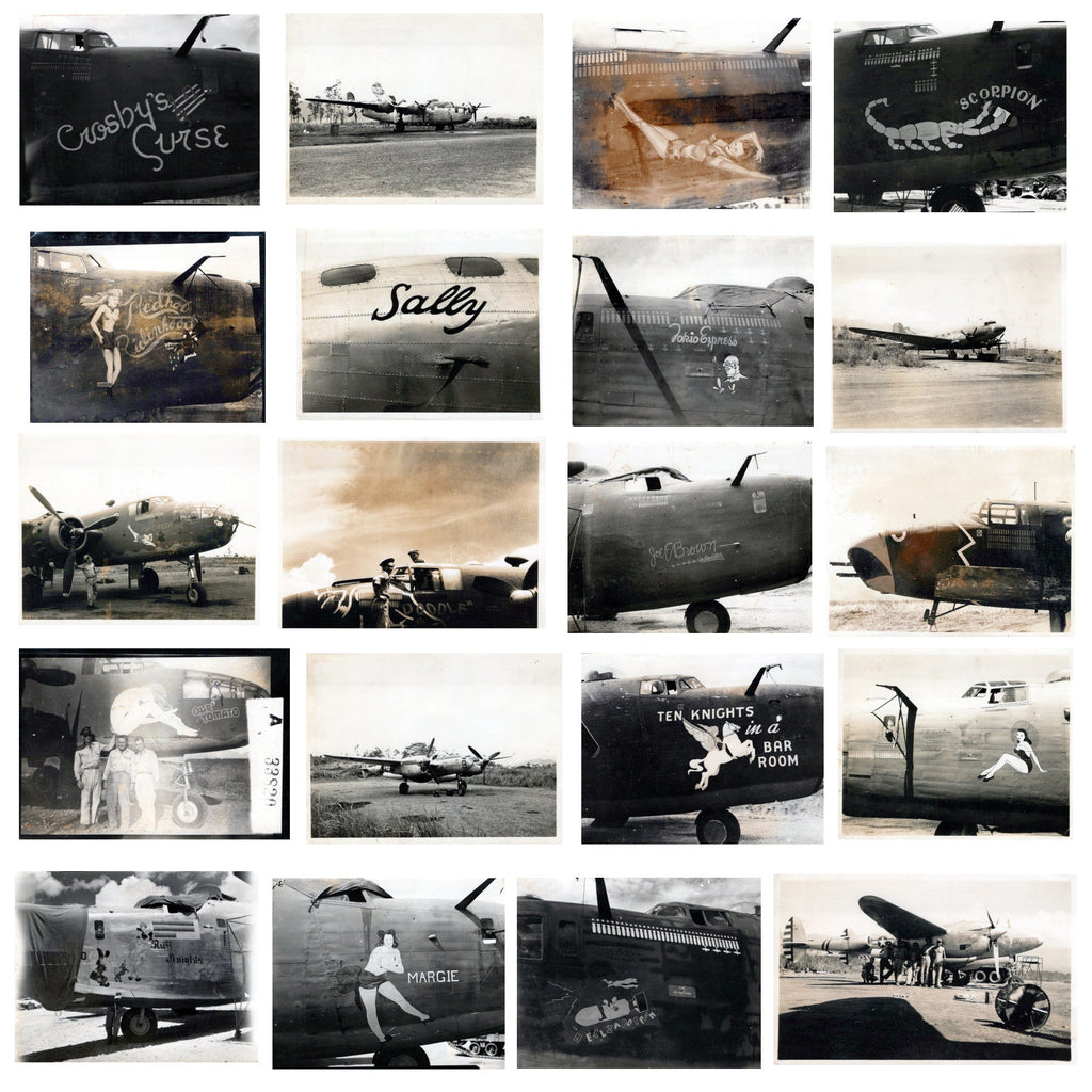 Original U.S. WWII B-17, B-24, & Other Bomber Aircraft Nose Art Photograph Collection 4”x5” - 20 Photos Original Items
