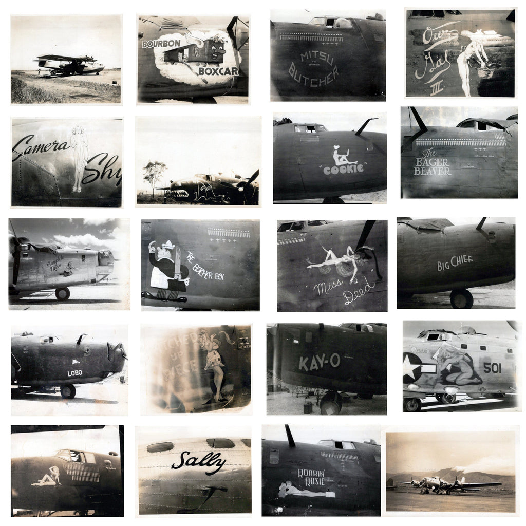 Original U.S. WWII B-17 B-24 Bomber Aircraft Nose Art Photograph Collection 4”x5” - 20 Photos Original Items