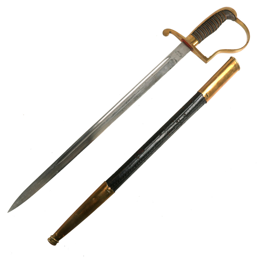 Original Imperial German WWI Brass Fit Era Hanger or Short Hunting Sword by Hast & Uhthoff with Scabbard Original Items