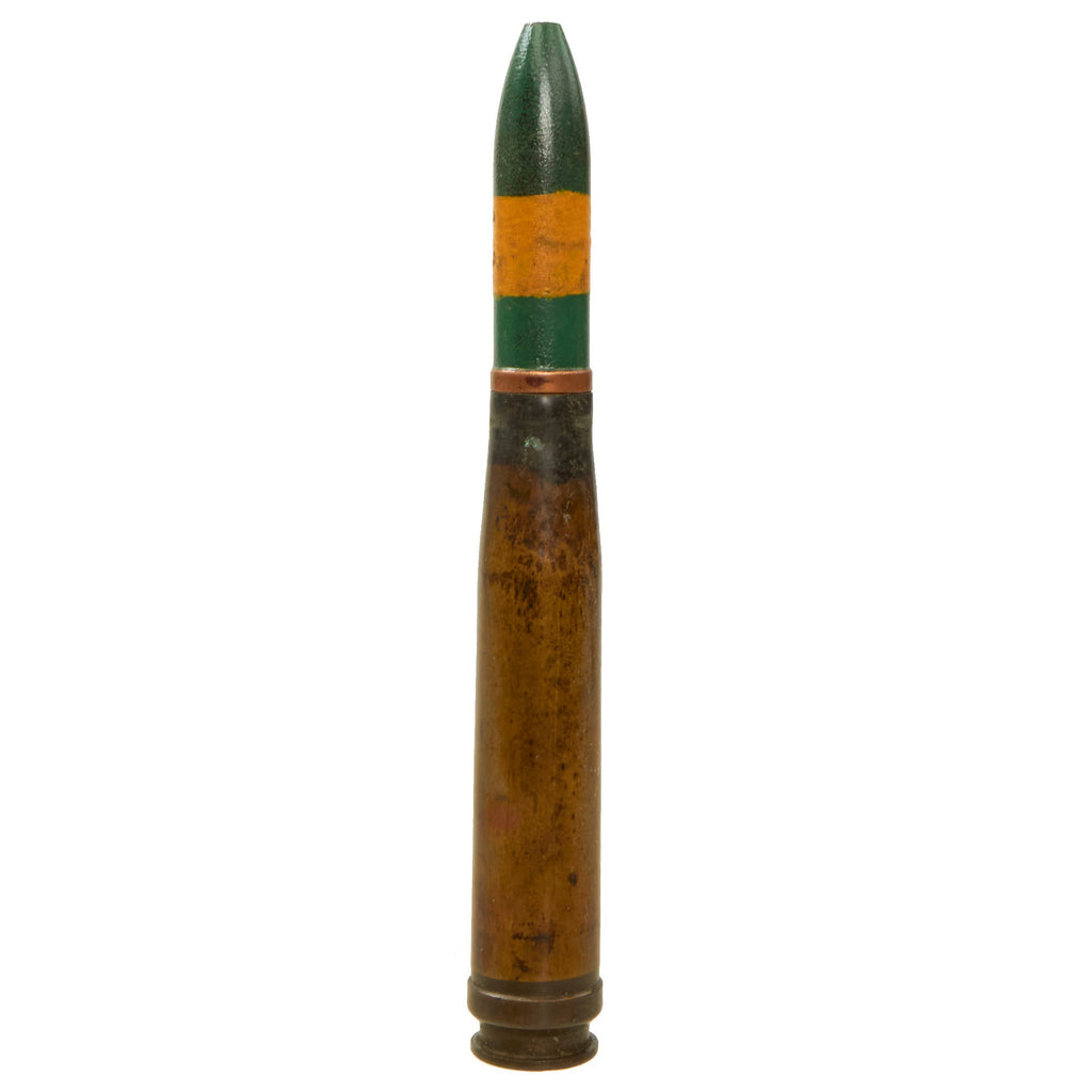 Original Italian WWII Inert Breda 20x138 Round for the Breda 20/65 Model 35 Anti-Aircraft Gun - Dated 1940 Original Items