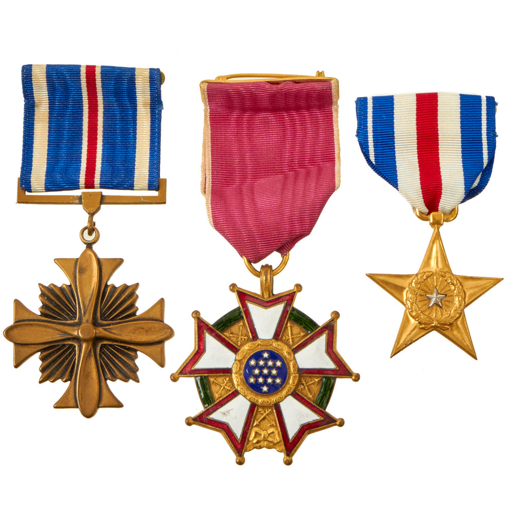 Original U.S. WWII Medal Lot Featuring Numbered Silver Star Medal - (3) Items Original Items