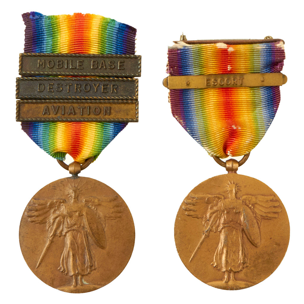 Original U.S. WWI US Navy Victory Medal Lot - Ship Operations and Aviation Clasps Original Items