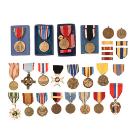Original U.S. WWI - Present Medal Lot with Four in Boxes - 21 Medals Total
