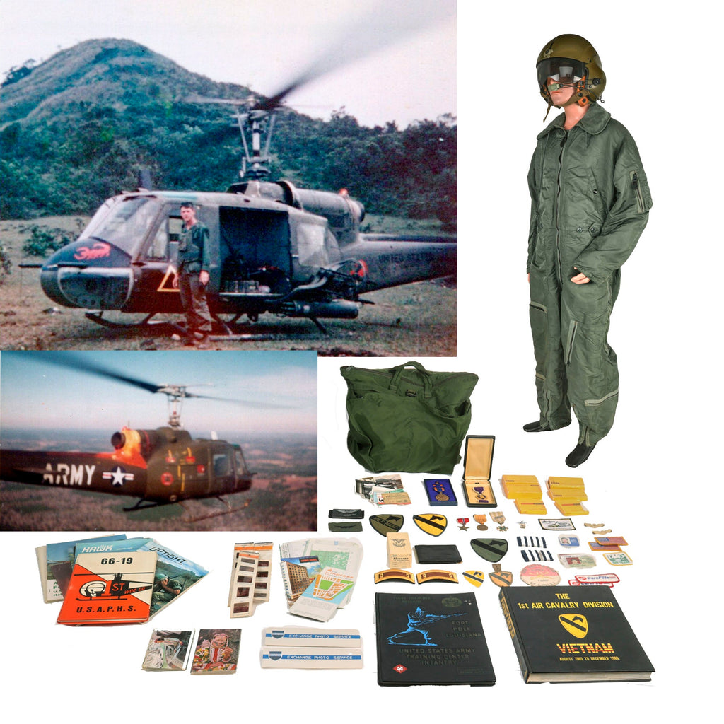 Original U.S. Vietnam War UH-1 Iroquois "Huey" Gunship Helicopter Pilot Named Uniform and Personal Effects Grouping - 1st Air Cavalry Division Original Items
