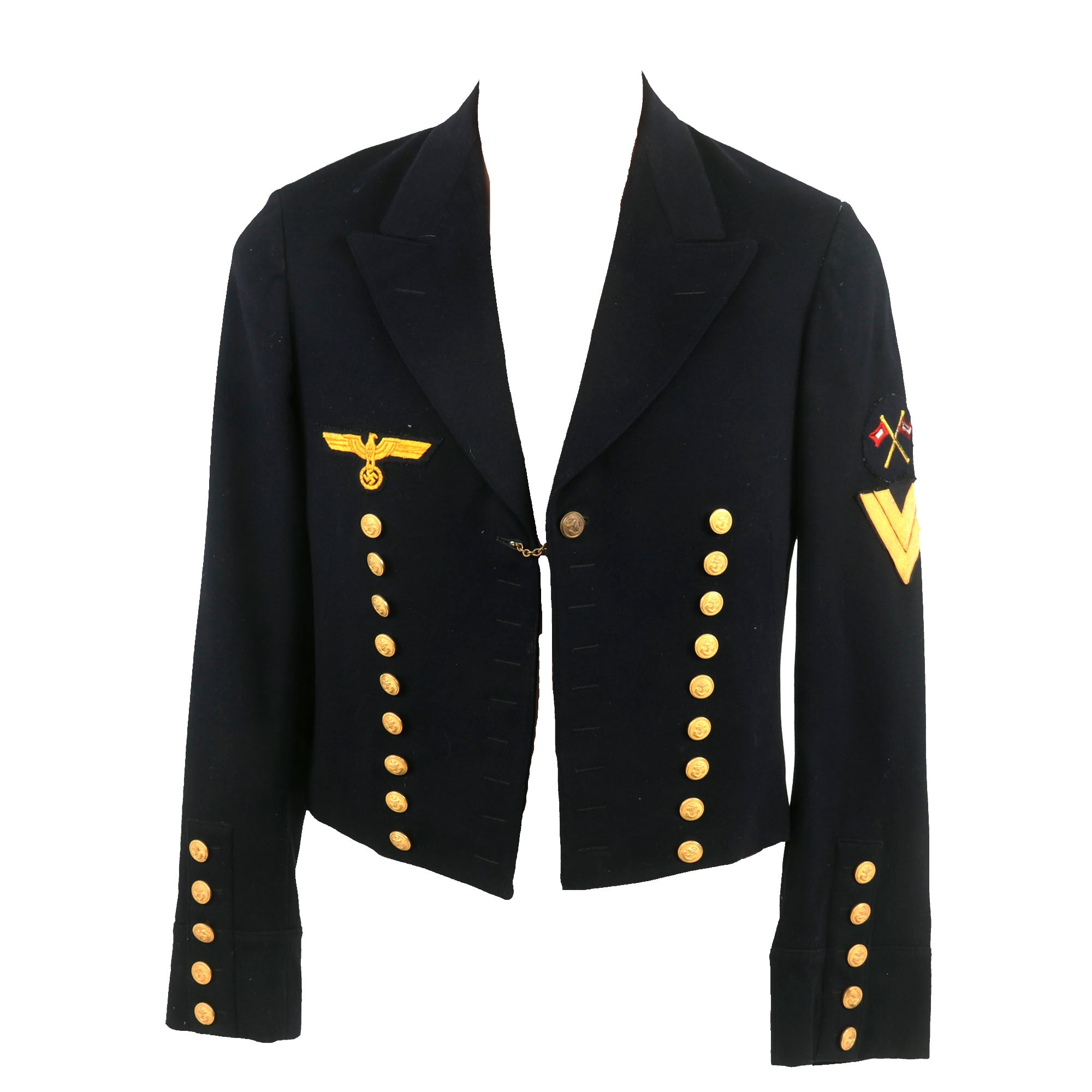 Original German WWII Kriegsmarine Evening Dress Reefer Jacket with Vest - Named Oberleutnant zur See International Military Antiques Original German WWII Kriegsmarine Evening Dress Reefer Jacket with Vest - Named Oberleutnant zur See International Military Antiques