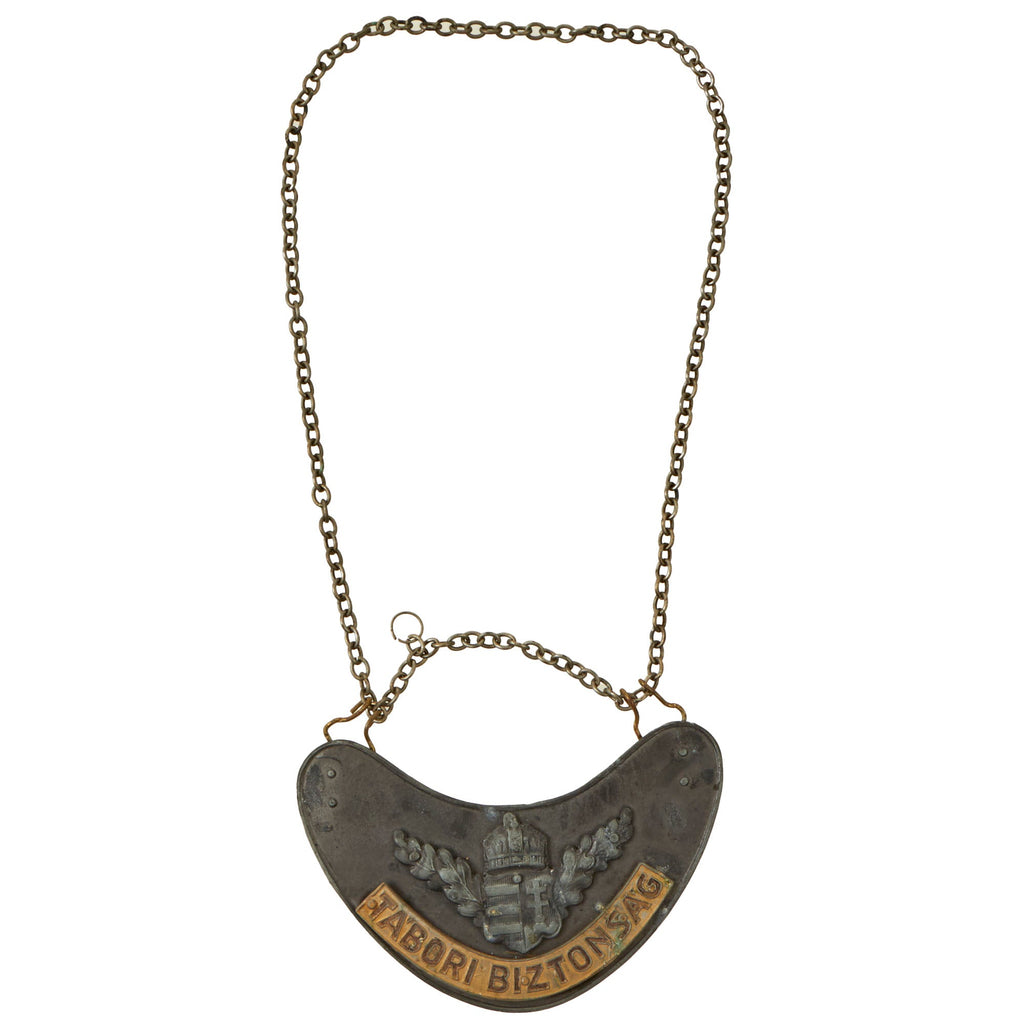 Original WWII Hungarian Military Police Tábori Biztonság Gorget with Chain - Period Repaired Original Items
