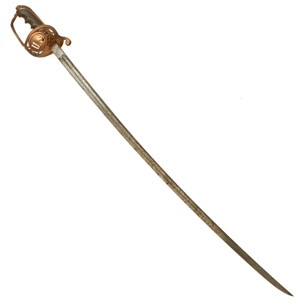 Original U.S. Unusual M1902 Officer’s Saber with Brass Clamshell Guard & U.S. Cutout - Blade Stamped Germany Original Items
