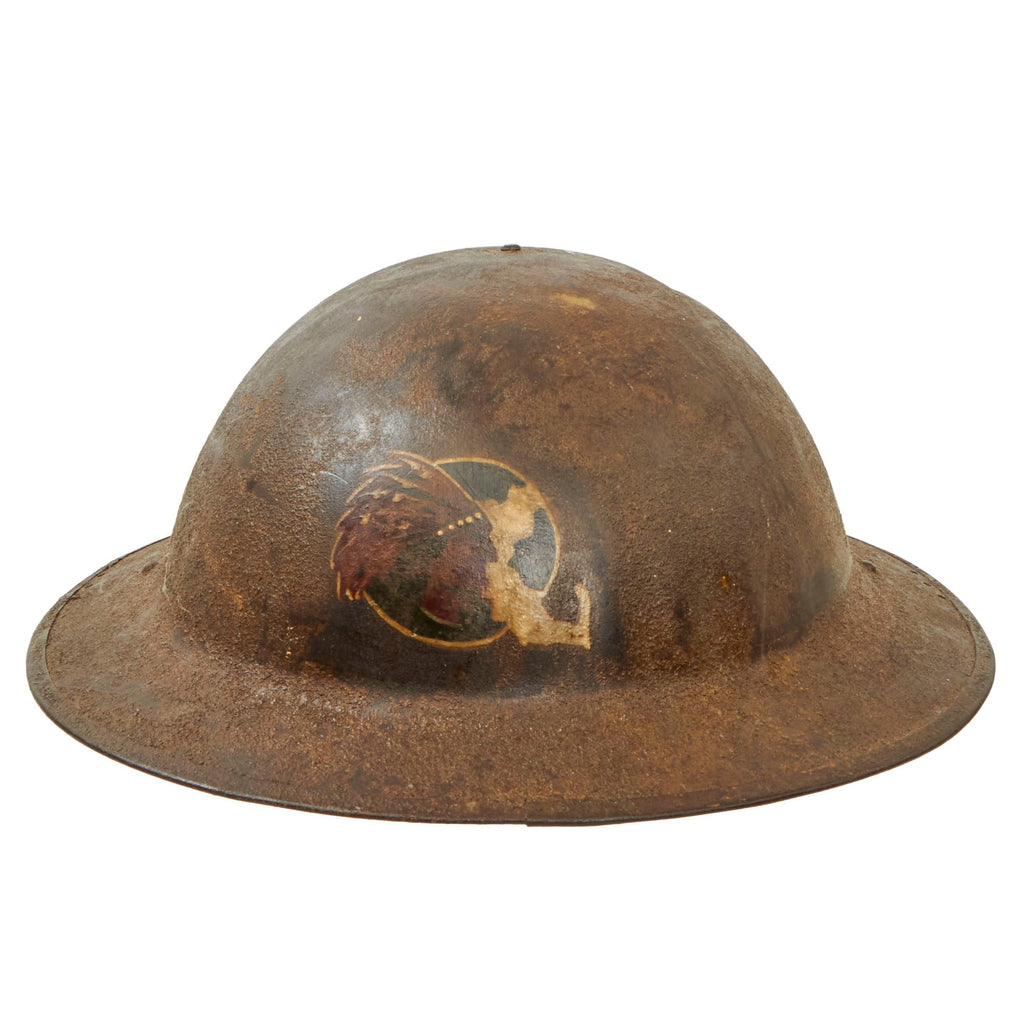 Original U.S. WWI Named 101st Field Artillery Regiment Painted M1917 Doughboy Helmet with Rare Wilmer Eye Shield Attachment Holes - 26th Yankee Division Original Items