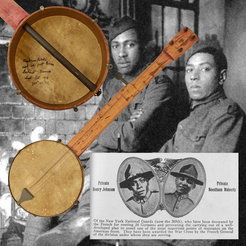 Original U.S. WWI Harlem Hellfighters 369th Infantry Regiment Named Banjo Played by Needham Roberts in Séchault, France - 2nd American to Ever Receive the Croix de Guerre Original Items