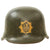 Original German WWII Early M34 Civic Square Dip RLB Air Defense Steel Helmet with Liner and Broken Chinstrap Original Items