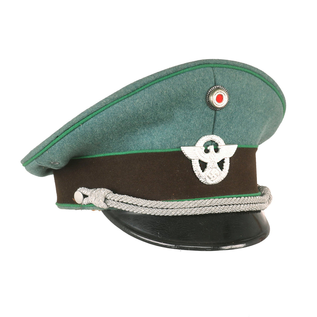 Original German WWII Schutzpolizei Protection Police Officer's Schirmmütze Visor Cap by Alkero - size 61 ½ Original Items