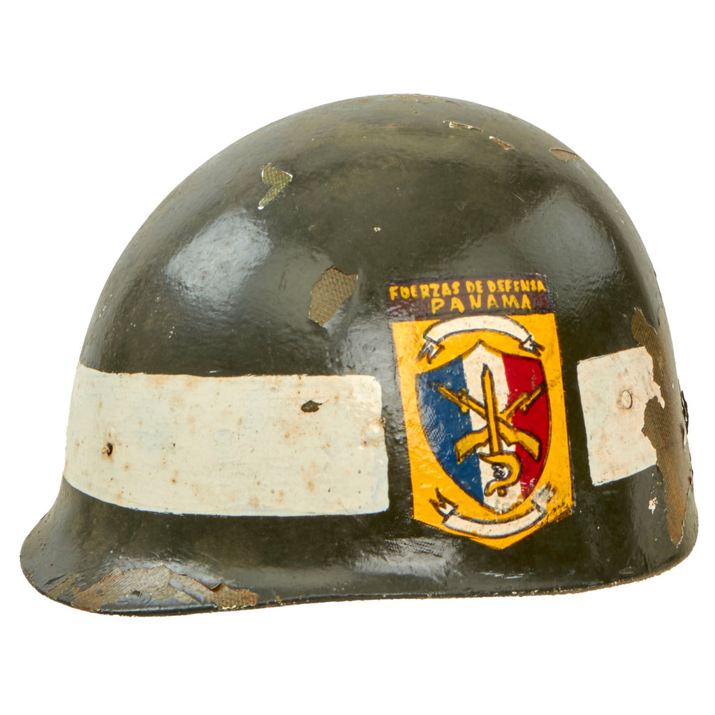 Original U.S. Invasion of Panama Operation Just Cause Panamanian Defense Force Painted Hemet Liner - GI Bringback Original Items