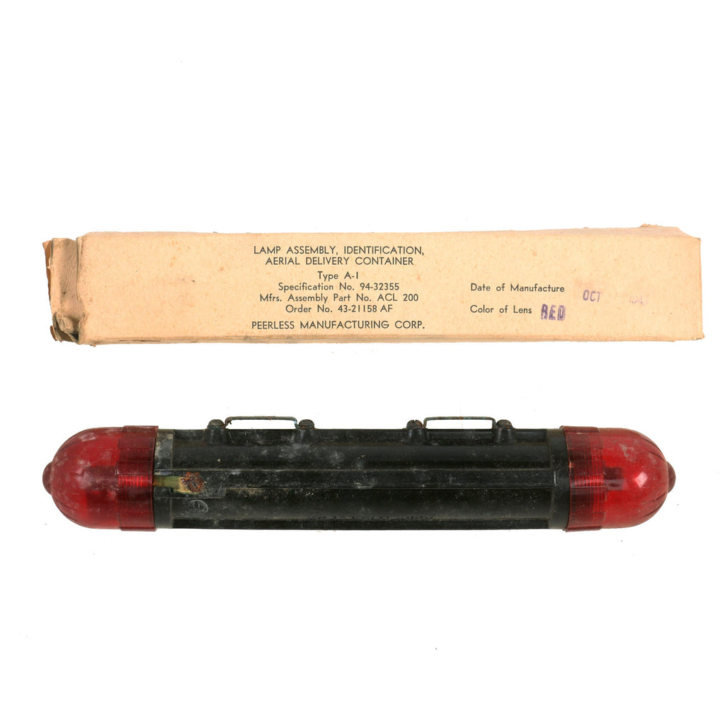 Original U.S. WWII Airborne Aerial Delivery Beacon Lamp in Original Box by Peerless Mfg. Corp. Original Items