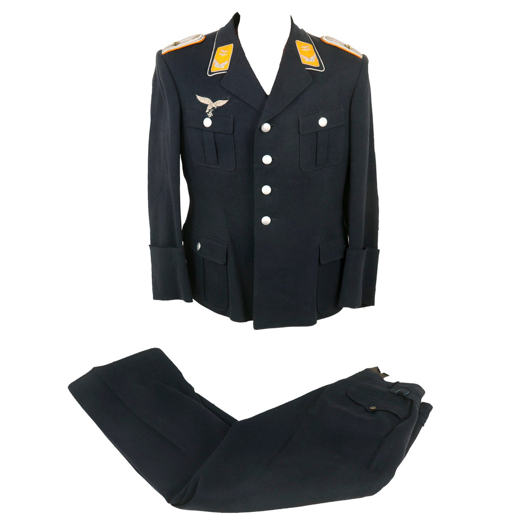 Original German Early WWII Luftwaffe Oberleutnant Officers Fliegerbluse Uniform Tunic with Trousers - Embroidered "Droop-Tail" Eagle Original Items