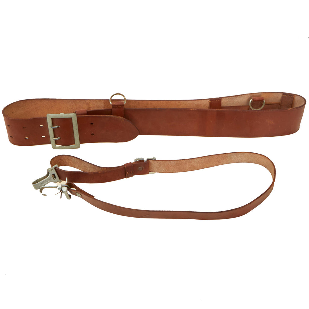 Original German Pre-WWII Army Heer Officers 58mm Tan Leather Open Claw Buckle Belt with Cross Strap Original Items