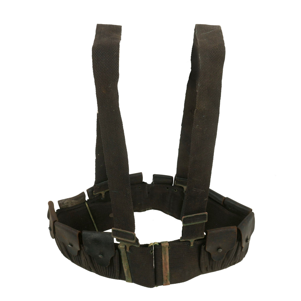 Original U.S. Boxer Rebellion Era M1895 Lee Navy Rifle Mills Pocketed Cartridge Belt Complete with Suspenders & Bayonet Hook Original Items