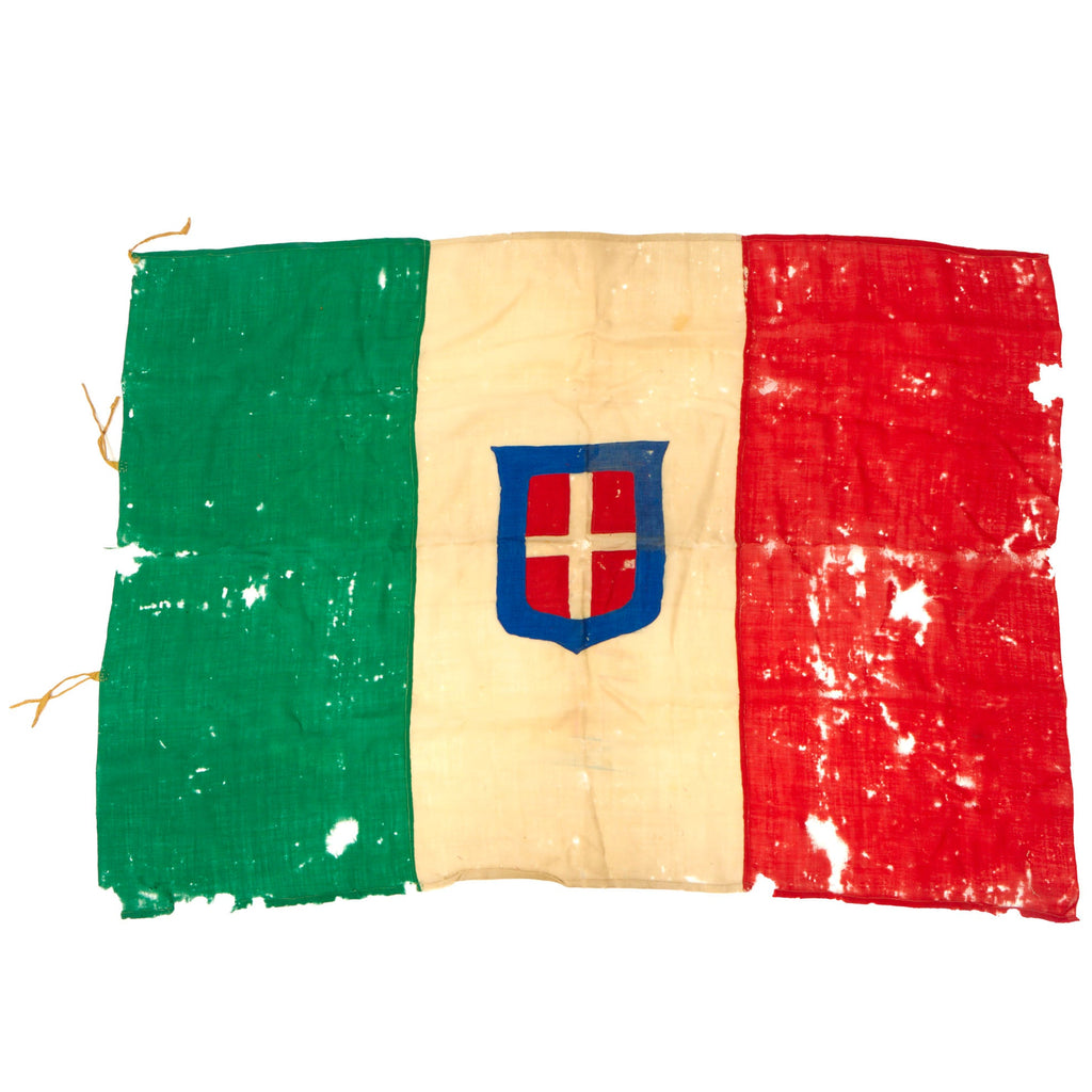 Original Italian WWII Large Kingdom of Italy Flag With Savoy Coat of Arms - 39½ x 55” Original Items