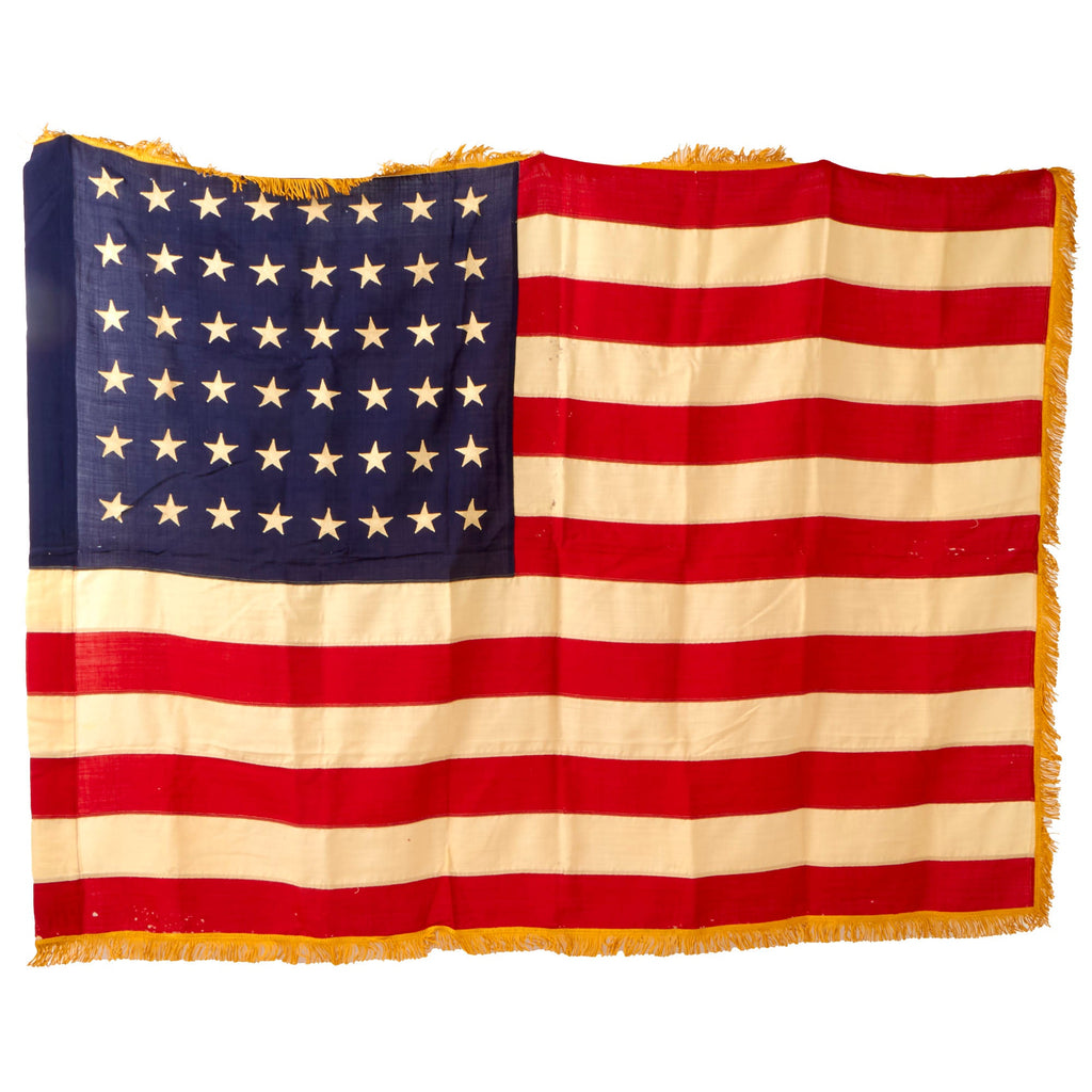 Original U.S. WWII Ceremonial 48 Star Cotton Fringed National Flag - 53 x 68” Original Items