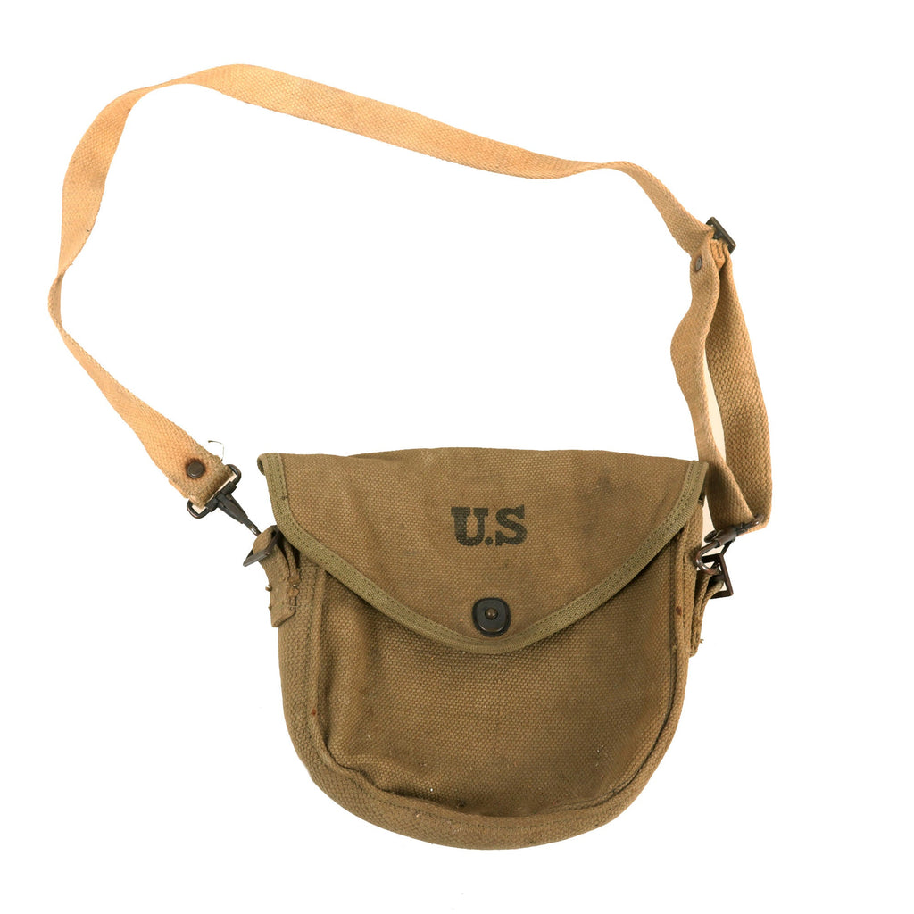 Original U.S. WWII US 50 Round Drum Magazine Pouch For The M1921A Thompson Submachine Gun by R.M. Co - Dated 1942 Original Items