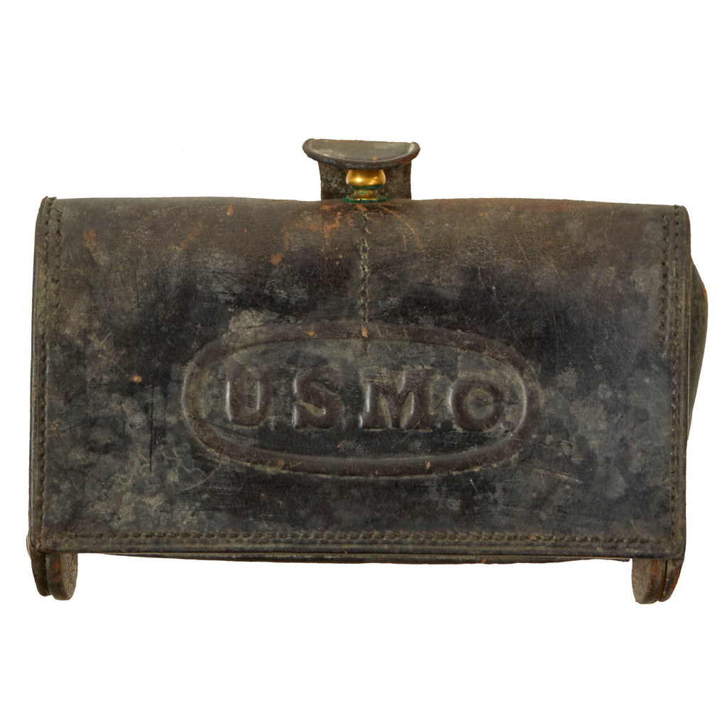 Original U.S. Indian Wars Era U.S.M.C. Marked M1874 McKeever Cartridge Box for Trapdoor Springfield Rifle Original Items
