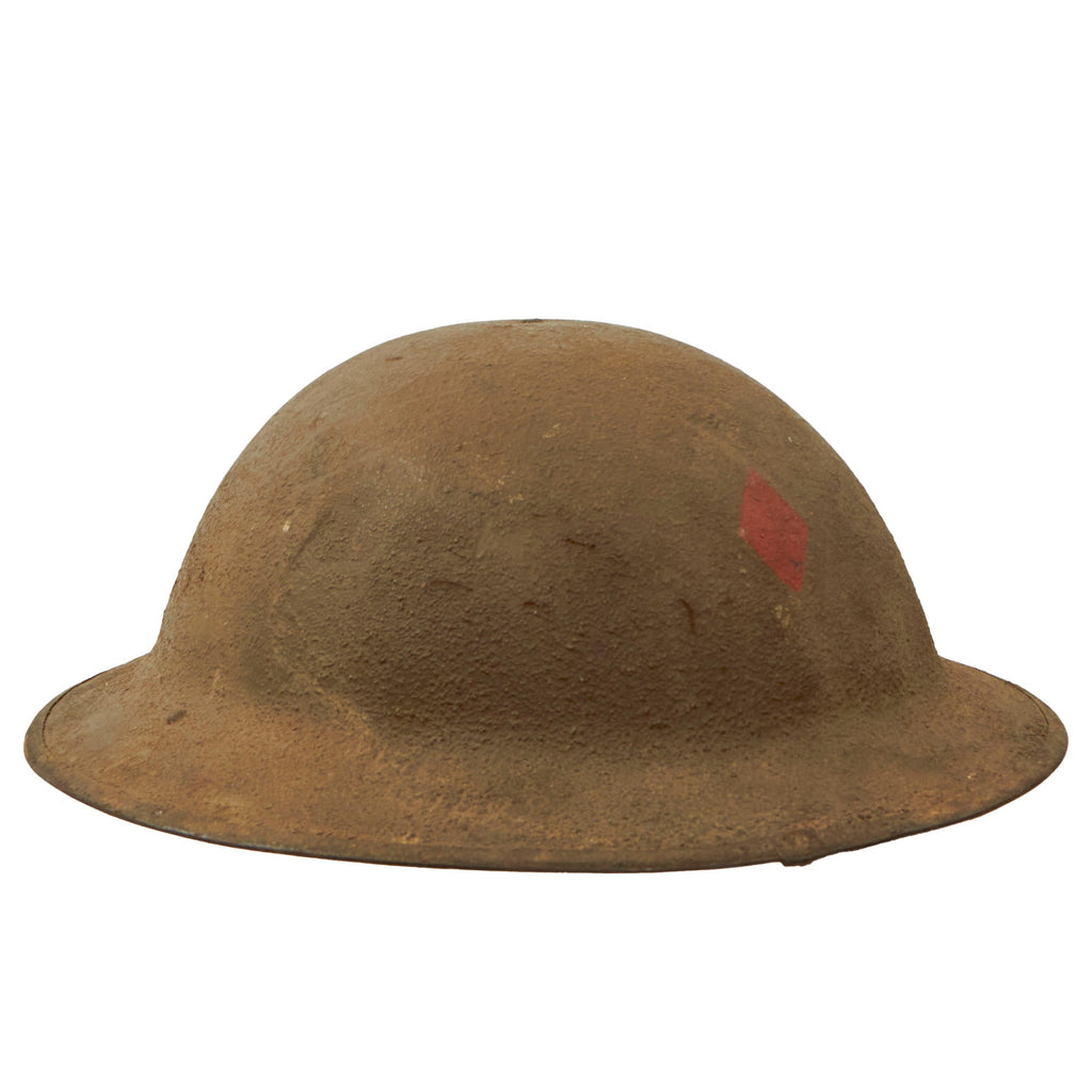 Original U.S. WWI 5th “Red Diamond” Division M1917 Doughboy Helmet - Complete with Broken Chinstrap Original Items