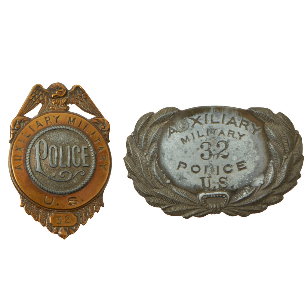 Original U.S Pre-WWI Rare US Army Auxiliary Military Police Badge & Cap Insignia Original Items