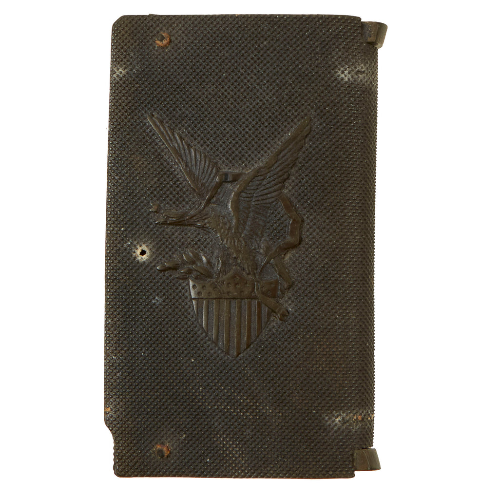 Original U.S. Civil War Gutta Percha Hard Rubber Match Safe with Patriotic Theme Original Items
