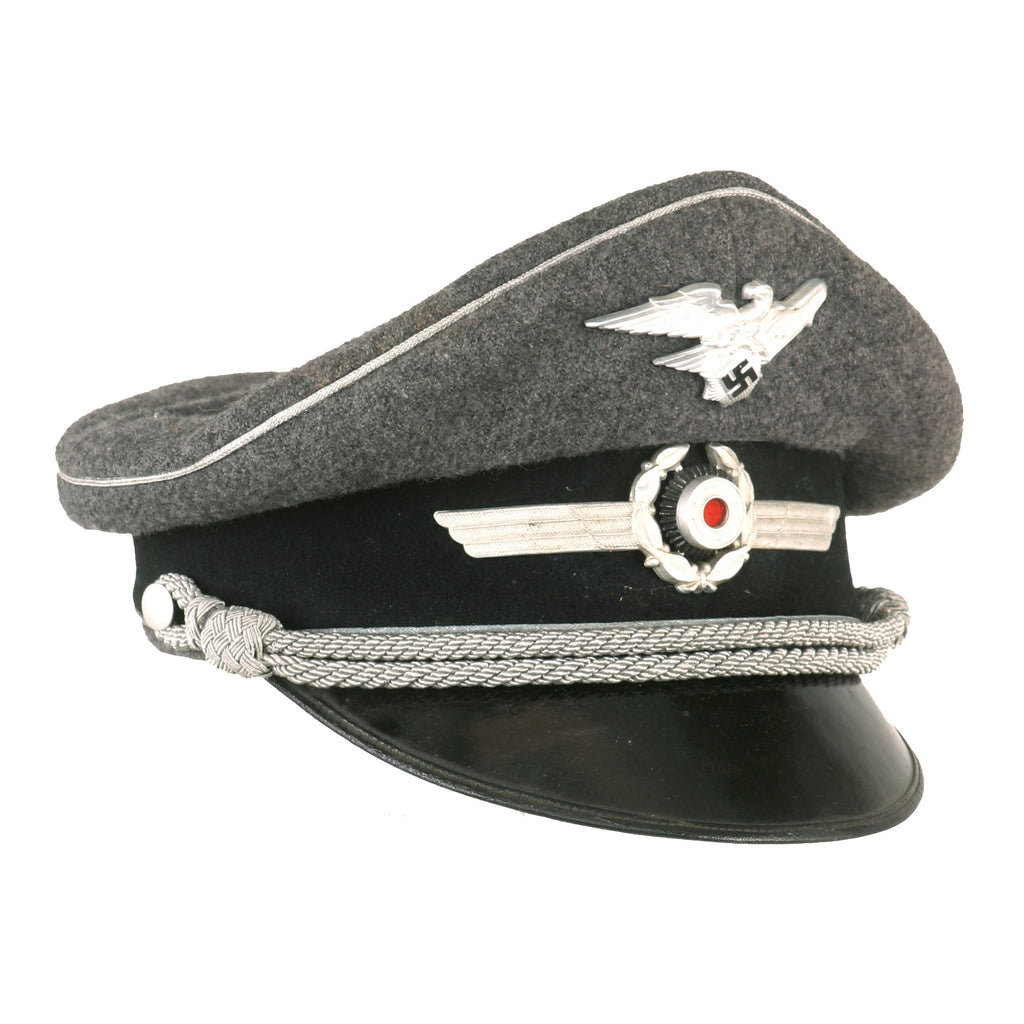 Original German WWII RLB Air Protection League Officer's Schirmmütze Visor Cap with Location Marking - Size 58cm Original Items