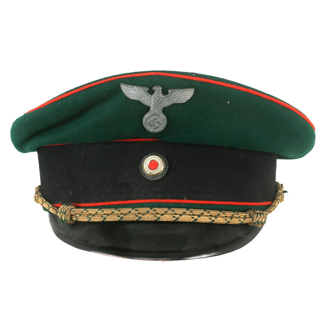 Original German WWII Bavarian Police Officer Visor Cap with Officer’s Cord - Size 57 ⅛ Original Items