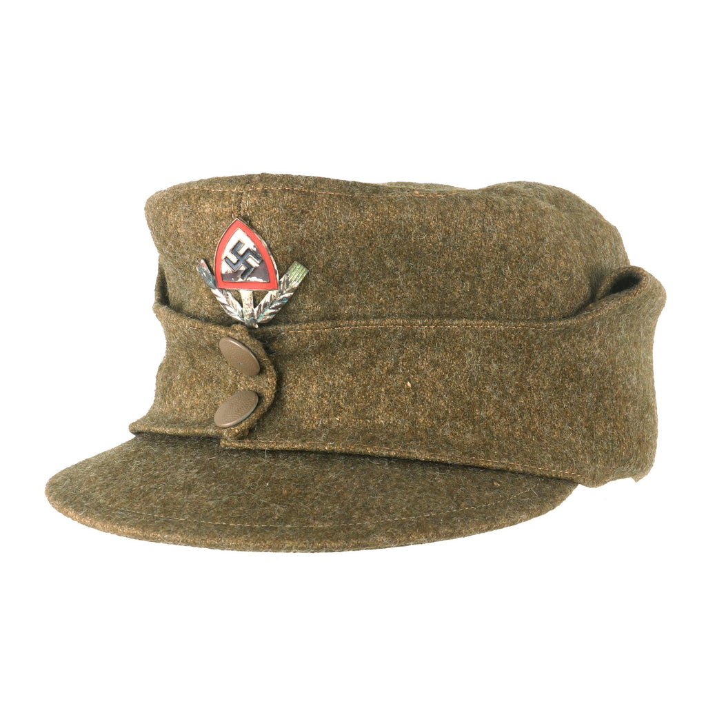 Original German WWII RAD Labor Service EM/NCO M43 Brown Wool Field Cap - Einheitsmütze Original Items