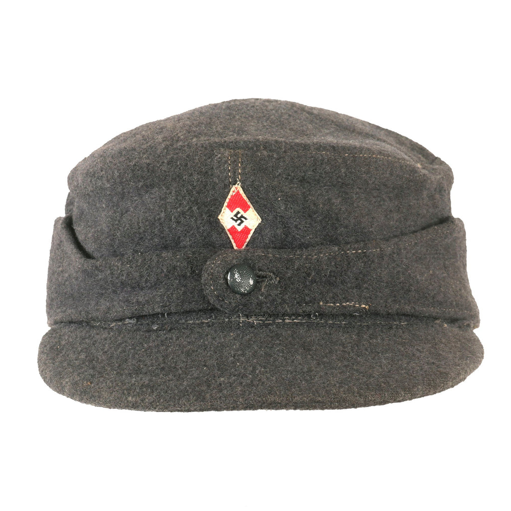 Original German WWII HJ Flak Helper M43 Feldmütze Field Cap in size 58 - dated 1944 Original Items